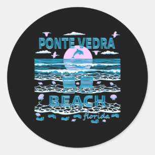 Sticker Rond Famille adorable d'amoureux des dauphins Ponte Ved