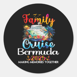 Sticker Rond Famille Bermuda Croisière Voyage Vacances Bermudes