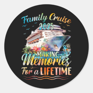 Sticker Rond Famille Croisière Fête Costume Costume Costume Co