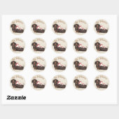 Sticker Rond Famille Dachshund et Birds (Feuille)