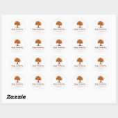 Sticker Rond Famille de Bon thanksgiving Floral Tree d'automne (Feuille)