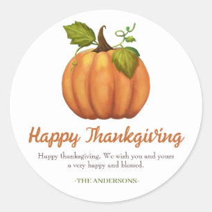 Sticker Rond Famille de Bons thanksgivings Citrouilles d'automn