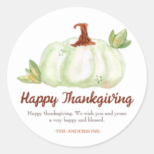 Sticker Rond Famille de Bons thanksgivings Citrouilles d'automn