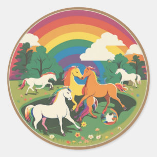 Sticker Rond Famille de Cheval