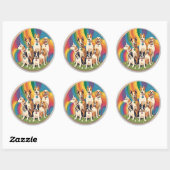 Sticker Rond Famille de chiens mignons (Feuille)