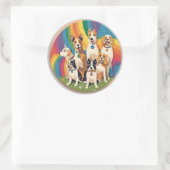 Sticker Rond Famille de chiens mignons (Sac)