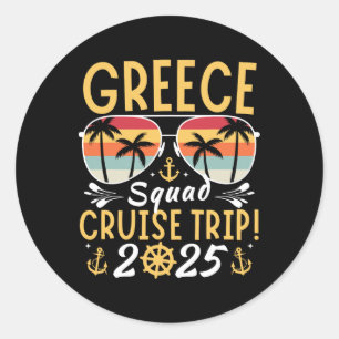 Sticker Rond Famille de croisières Grèce 2025 Escadrons de vaca