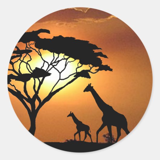 Sticker Rond famille de girafes (Devant)
