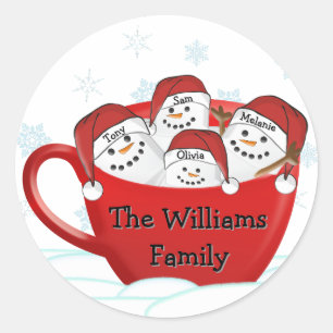 Sticker Rond Famille de guimauves avec noms personnalisés