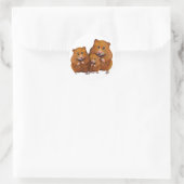 Sticker Rond Famille de hamster de trois : mignonne : Crayon co (Sac)