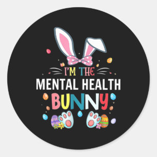 Sticker Rond Famille de lapins de la fête de Pâques en santé me