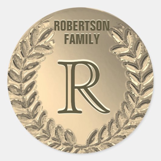 Sticker Rond Famille de monogrammes Faux Gold Faux (Devant)