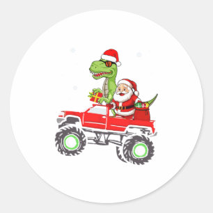 Sticker Rond famille de noël appariement père Noël camion dinos