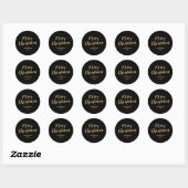 Sticker Rond Famille de Noël Elegant Noir Joyeux (Feuille)