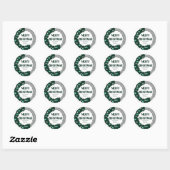 Sticker Rond famille de noël vert simple et élégant (Feuille)