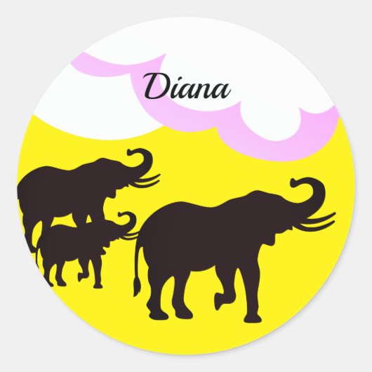 Sticker Rond Famille d'éléphants  (Devant)
