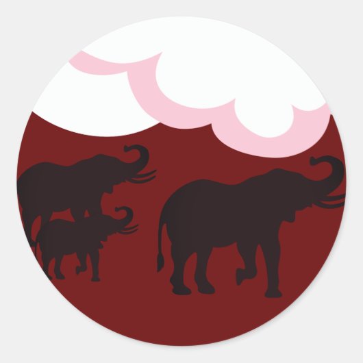 Sticker Rond Famille des éléphants (Devant)