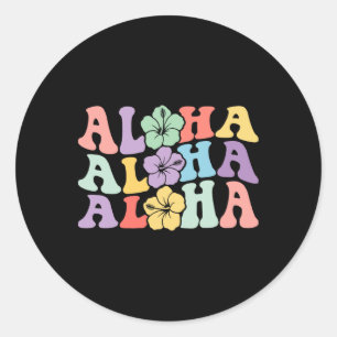 Sticker Rond Famille des femmes hawaïennes Aloha Vacances Hibis