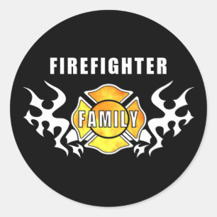 Sticker Rond Famille des pompiers