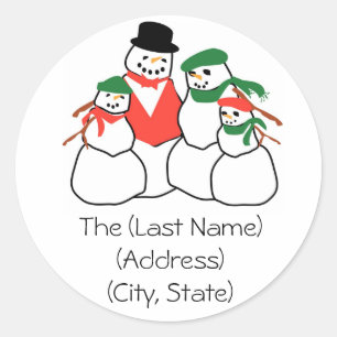 Sticker Rond Famille d'Étiquette-Bonhommes de neige d'adresse