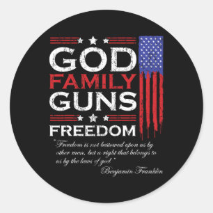 Sticker Rond Famille Dieu Armes Et Liberté Christian Mega 2020