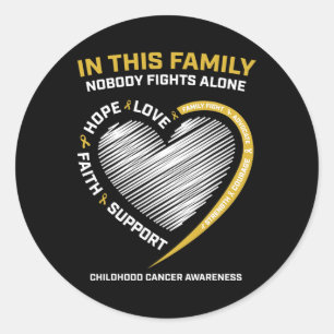 Sticker Rond Famille d'or Personne ne combat seul Cancer de l'e