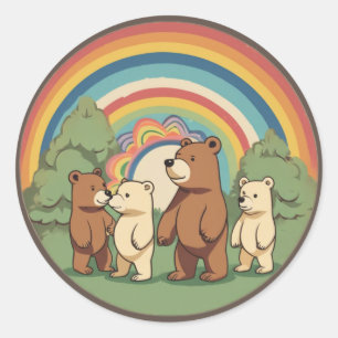 Sticker Rond Famille d'ours mignonne