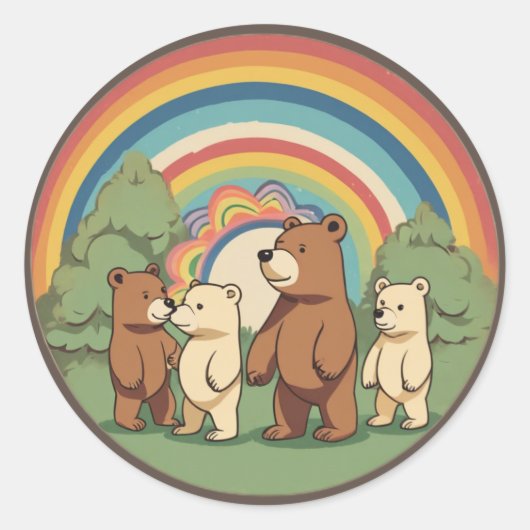 Sticker Rond Famille d'ours mignonne (Devant)