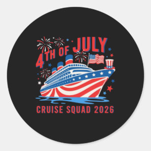 Sticker Rond Famille drôle 4 juillet Croisière Squad 2026 Migno