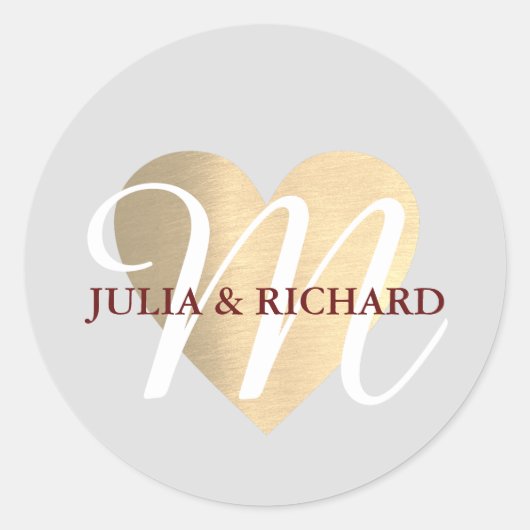 Sticker Rond famille élégante initiale/noms mariage amour monog (Devant)