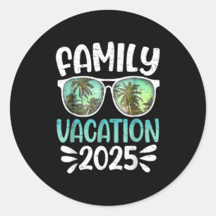 Sticker Rond Famille Groupe Correspondant Summer Beach Voyage