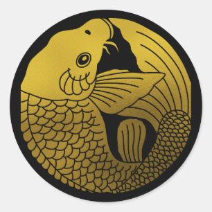 Sticker Rond Famille japonaise Crest-Carp
