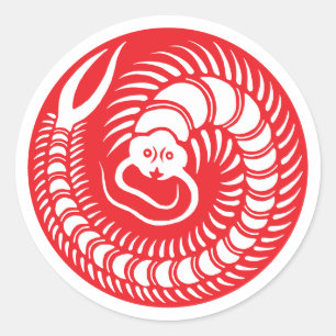 Sticker Rond Famille Japonaise Crest-Centipede