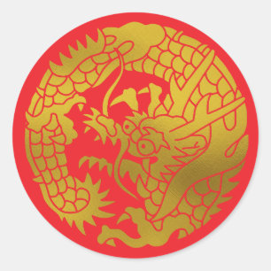 Sticker Rond Famille Japonaise Crest-Dragon