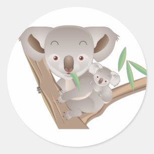 Sticker Rond Famille Koala