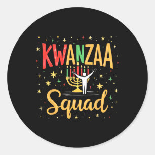 Sticker Rond Famille Kwanzaa Squad Afro-american Happy Holidays