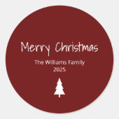 Sticker Rond Famille moderne Simple Arbre de Noël Rouge (Devant)
