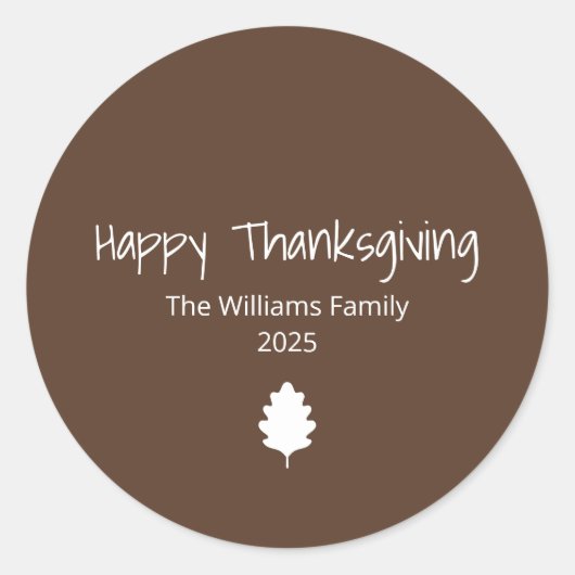 Sticker Rond Famille moderne Simple Feuille Thankgiving (Devant)