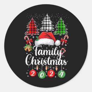 Sticker Rond Famille Noël 2024 Cadeaux correspondants Xmas Squa