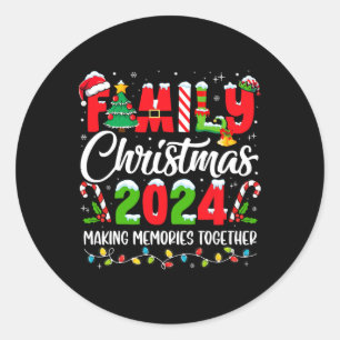 Sticker Rond Famille Noël 2024 Escouade de Noël Noël Matchin