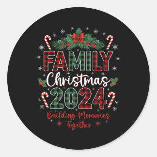 Sticker Rond Famille Noël 2024 Groupe Correspondant Xmas Squad