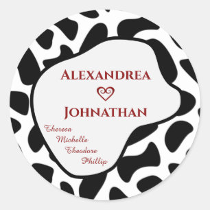Sticker Rond Famille Noir Blanc Moderne Animal Motif Personnali