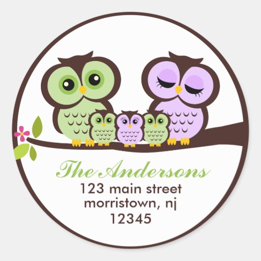 Sticker Rond Famille Owl (Devant)