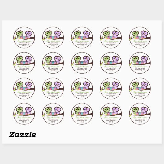 Sticker Rond Famille Owl (Feuille)