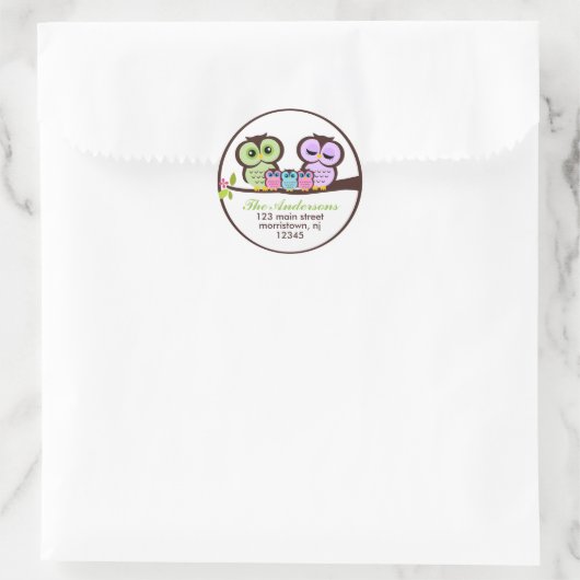 Sticker Rond Famille Owl (Sac)