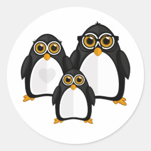 Sticker Rond Famille Penguin