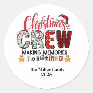 Sticker Rond Famille personnalisée moderne coloré Joyeux Noël m