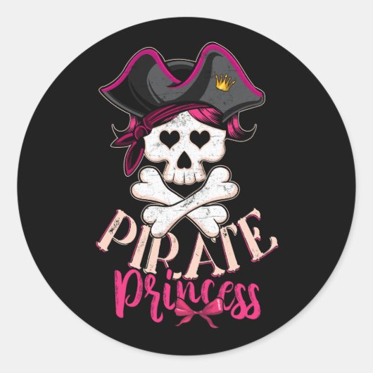 Sticker Rond Famille Pirate Princesse Funny Crossbones Jolly Ro (Devant)