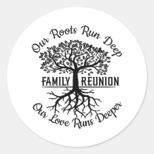 Sticker Rond Famille Réunion Arbre Familial Racines cardiaques