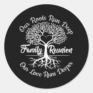 Sticker Rond Famille Réunion arbre généalogique Coeur